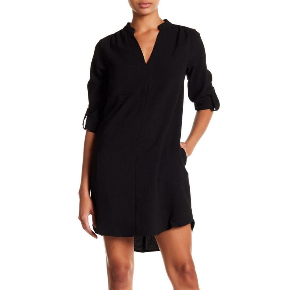 Lush women’s black 3/4 sleeve medium shift dress